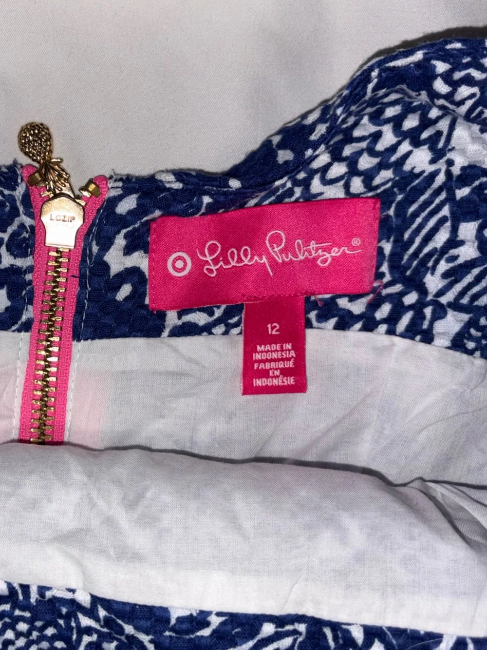Lilly Pulitzer for target dress Size 12 Blue White Navy Pineapple - Picture 7 of 10